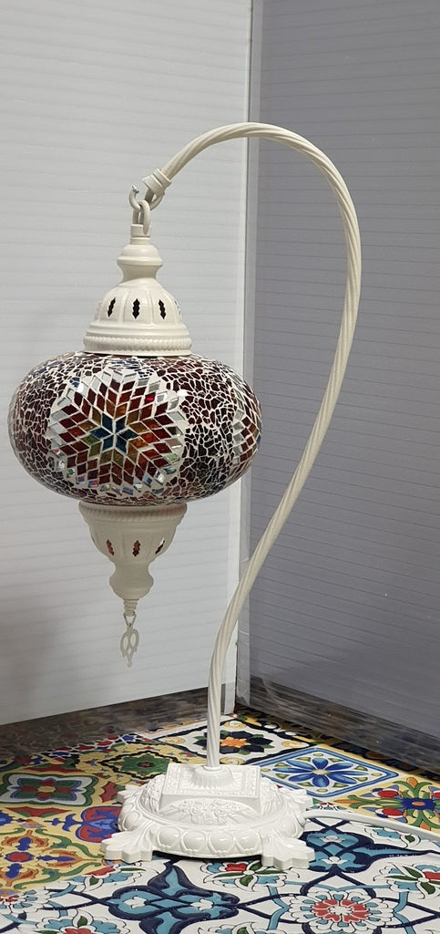 Mix Flower Pattern Turkish Tiffany Mosaic Swan Neck Table Lamp LED Light size 4 From £34.90 - Decoridea.co.uk