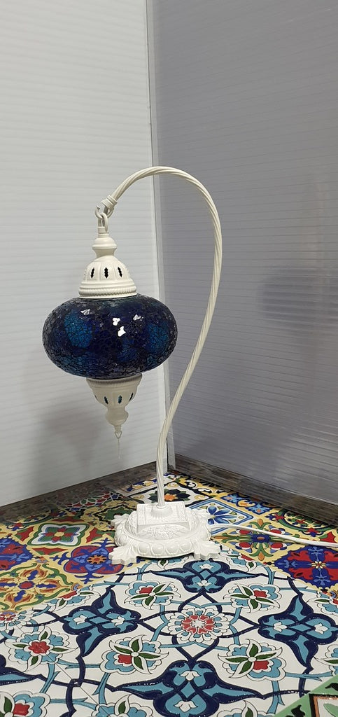 Blue Turkish Tiffany Mosaic Swan Neck Table Lamp LED Light size 4 From £34.90 - Decoridea.co.uk