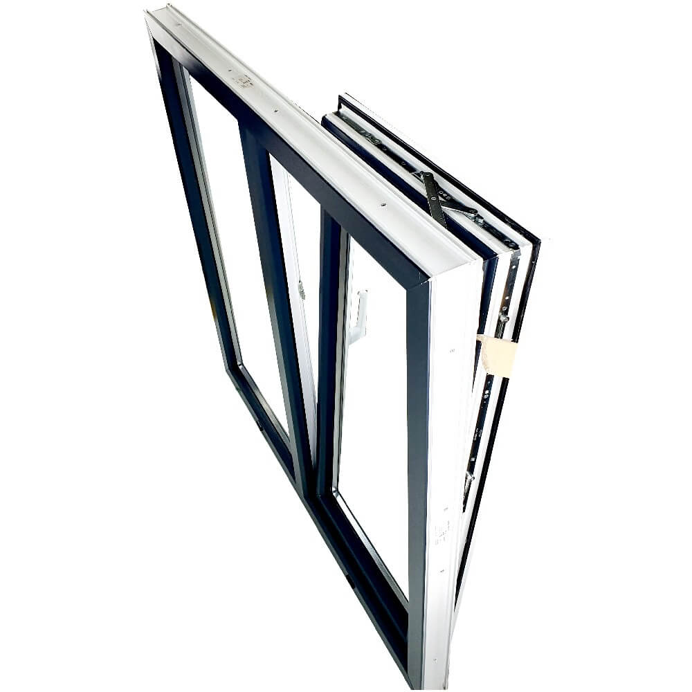 uPVC Side Hung Tilt and Turn Double Glazed Window Frame and Glass 70mm UK 2 Gasket Seal - Inside White Outside Anthracite