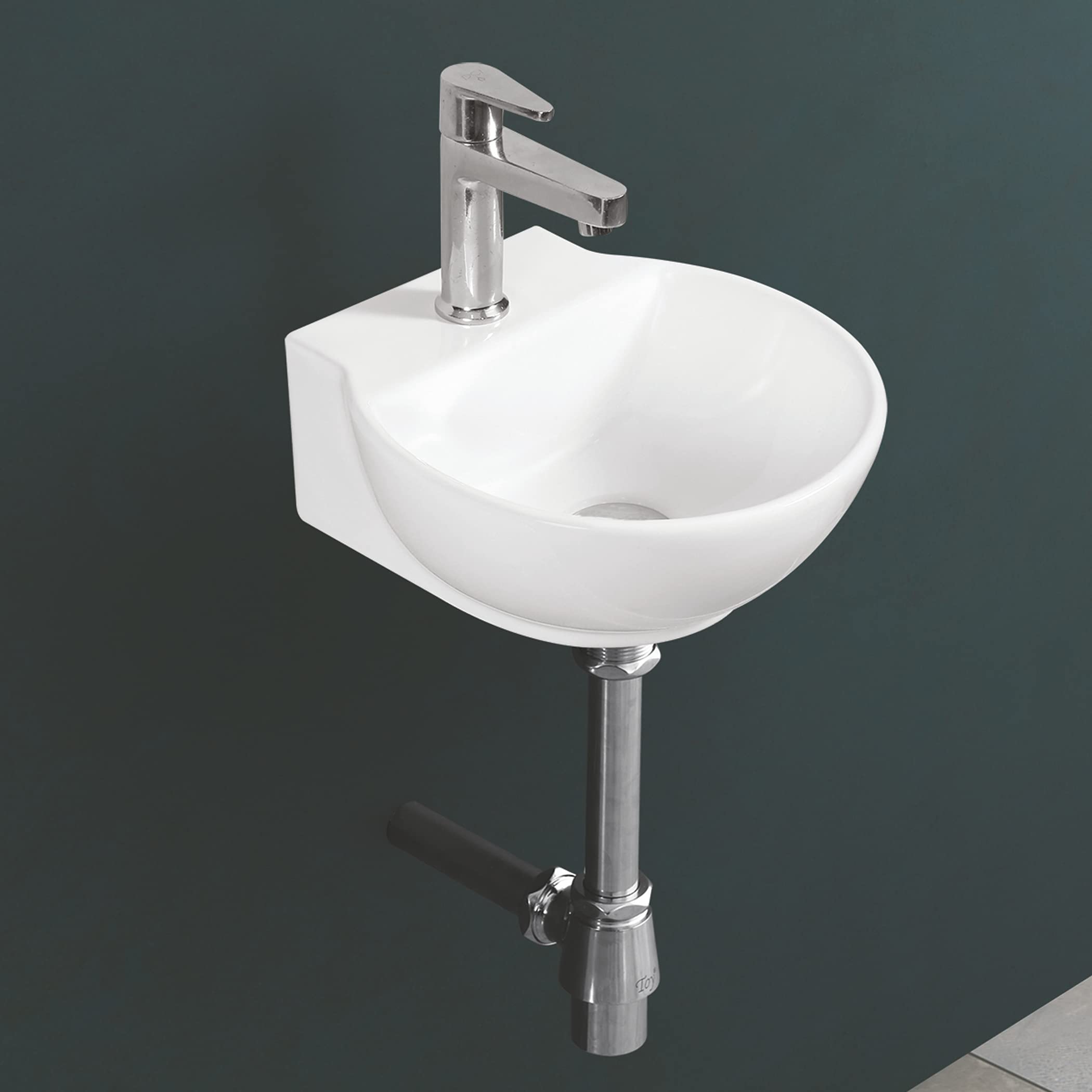 ROSY Wall Mounted Wash Basin for Bathroom White Round 315X300X125 mm