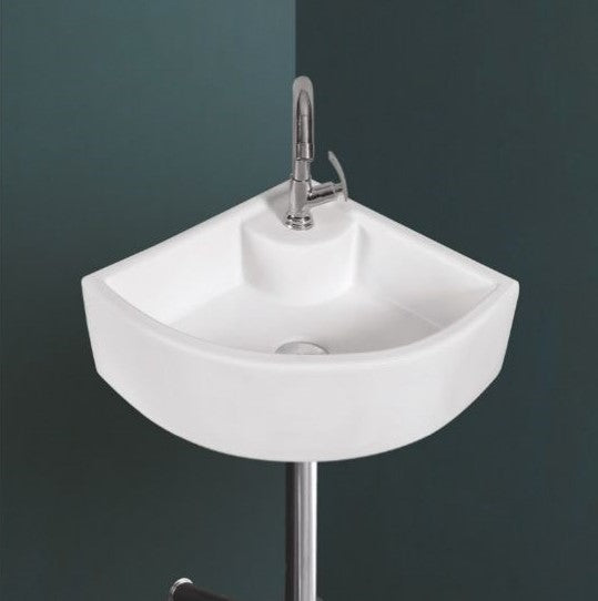 LILY CORNER Wall Mounted Wash Basin for Bathroom White Round Perry 415 x 350 x 110 mm