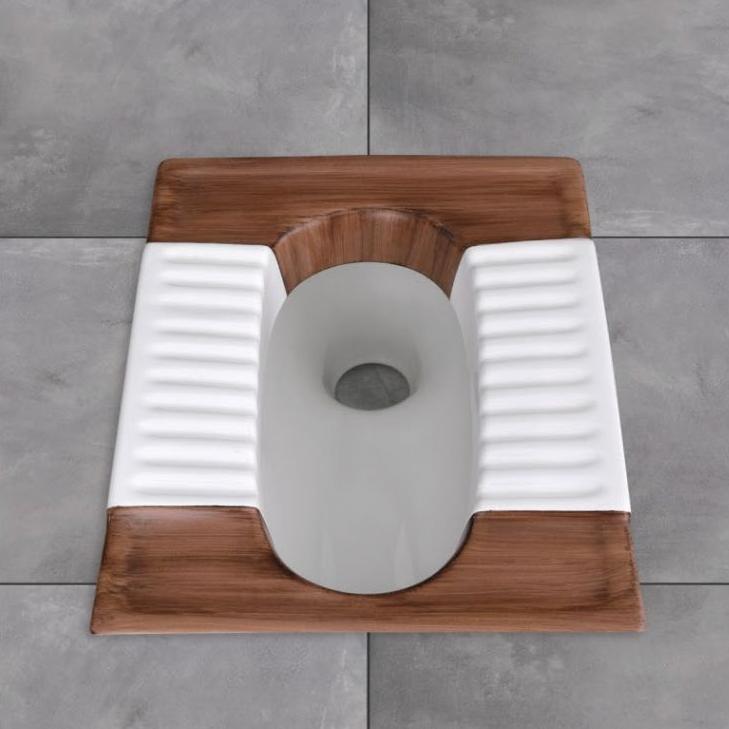 ORISSA Turkish and Asian Style Wooden Effect White Squat Toilet Pan 20