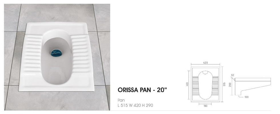 ORISSA Turkish and Asian Style White Squat Toilet Pan 20