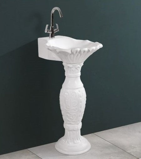 SONICA Pedestal Wash Basin for Bathroom White 542 x 475 x 925 mm