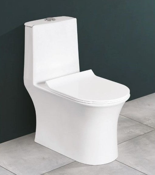 ALIS One Piece White Modern Toilet with Soft Close Seat Rimeless