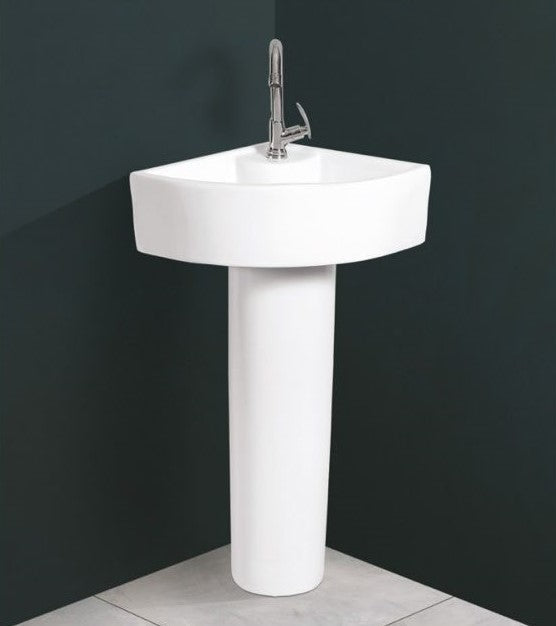 CORNIA Quarter Circle Corner Pedestal Basin 525 x 440 x 780 mm