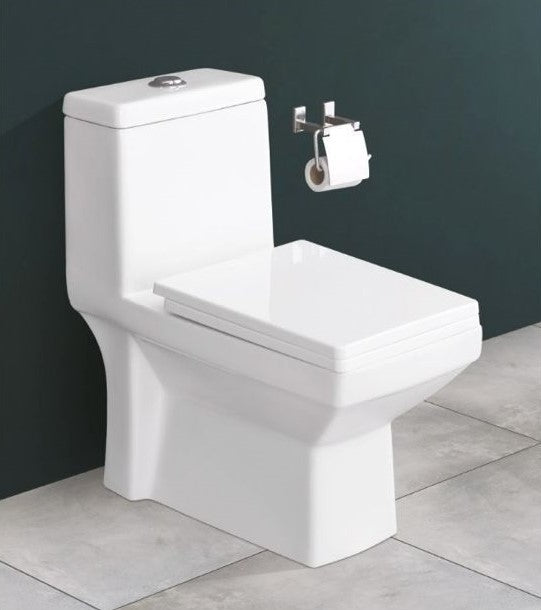 CRYSTAL One Piece White Modern Rectangle Toilet with Soft Close Seat