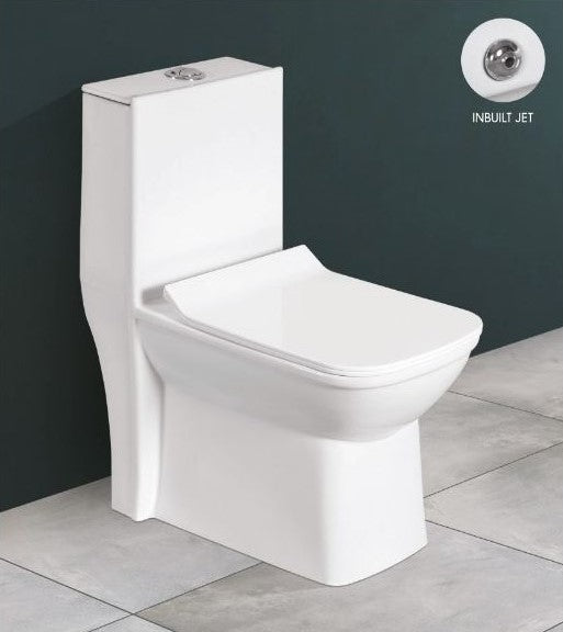 ORCHID One Piece White Modern Toilet with Soft Close Seat Rimeless