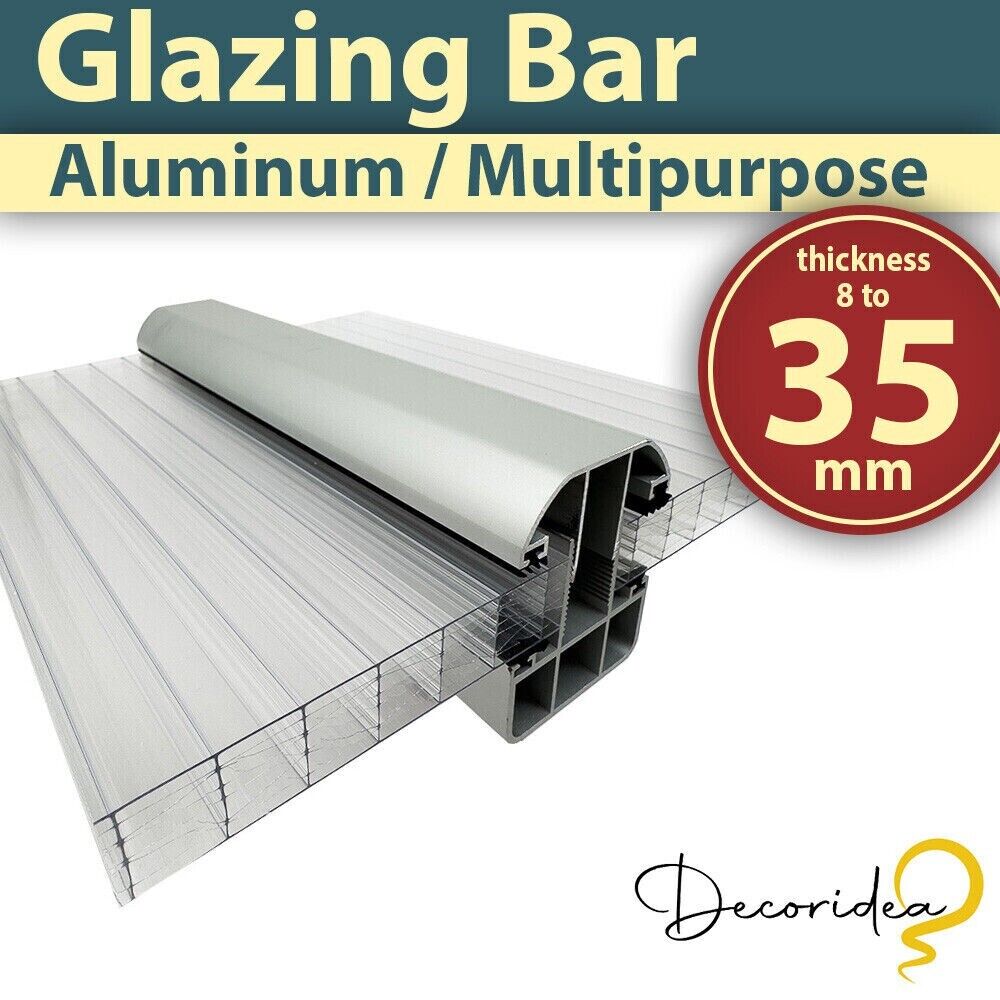 Profile Self Supporting Rafter Glazing Bars Porch Canopy Glass Polycarbonate 8mm to 35mm