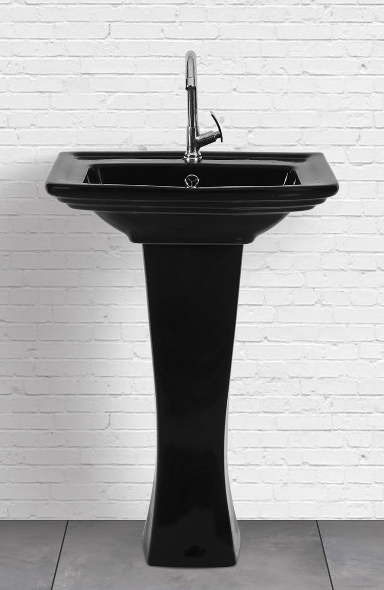 SOFIA Pedestal Wash Basin for Bathroom Black 575 x 420 x 850 mm