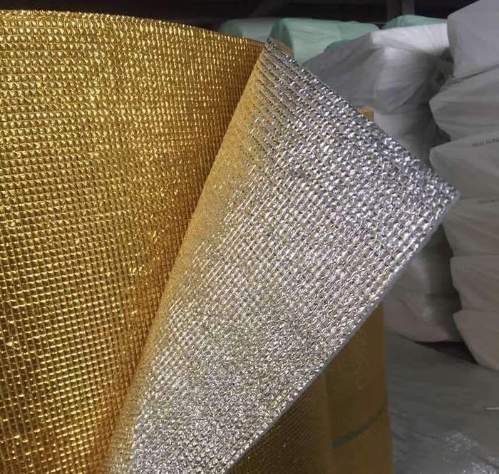 3mm Foil EPE Foam Insulation Underlay Double Sided Grid Golden-Silver Colour - Decoridea