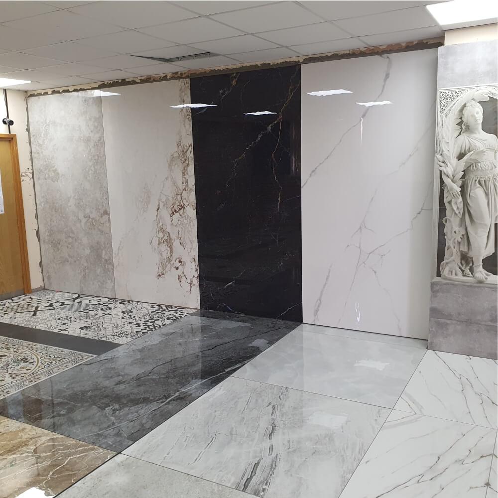 Atlantis White Rectified Large Format Polished Stone Effect Porcelain 1200x2400mm Floor & Wall Tiles