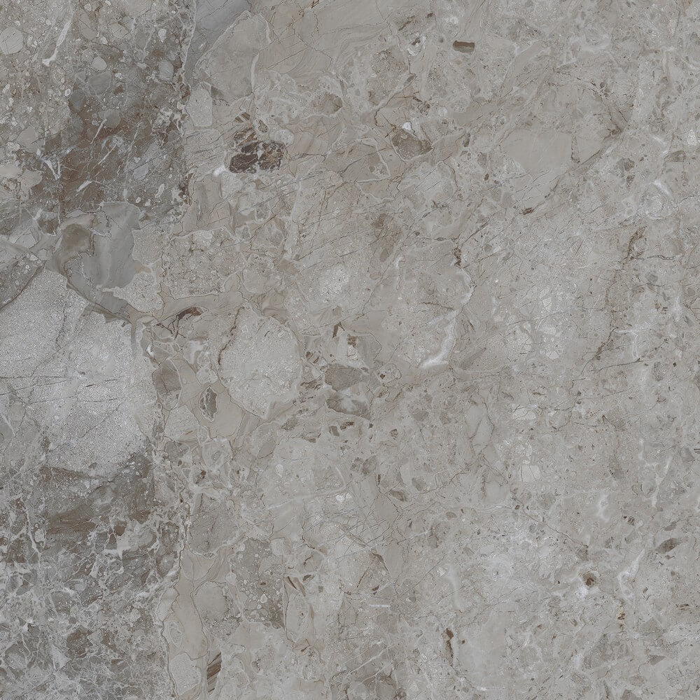 Breccia Oyster Rectified Glossy Stone Effect Porcelain 800x800mm Wall and Floor Tiles