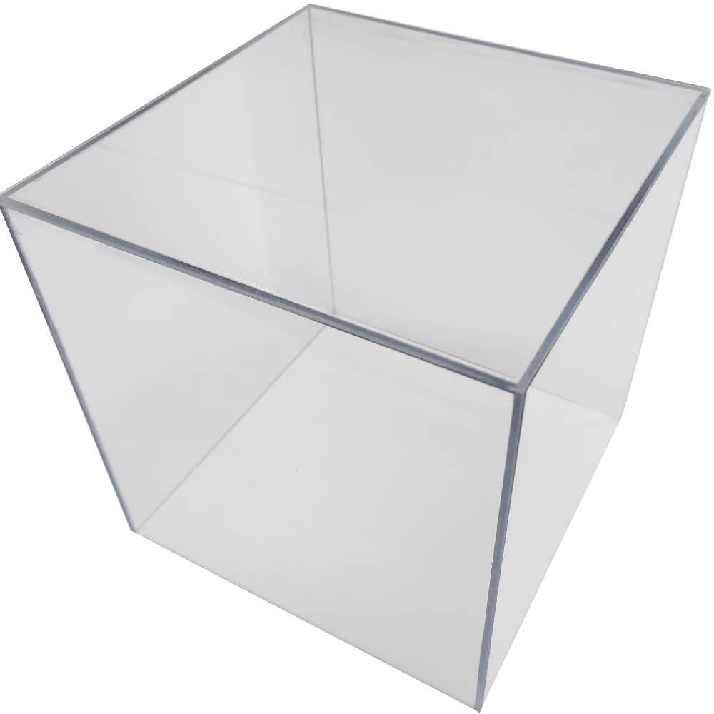 Clear Polycarbonate Cube Display Stand Square 5 Sided Box Tray Case Shop Holder