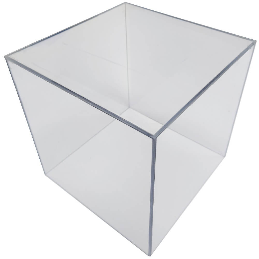 Clear Polycarbonate Cube Display Stand Square 5 Sided Box Tray Case Shop Holder