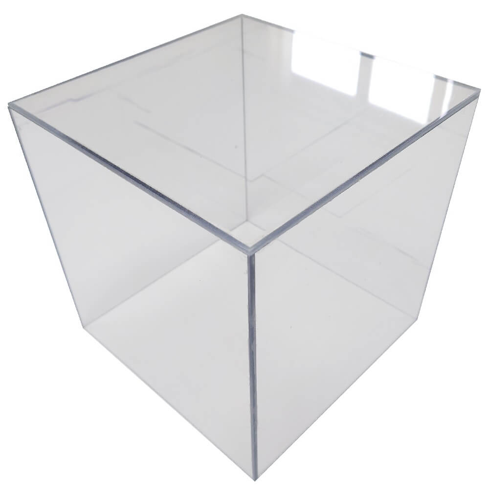 Clear Polycarbonate Cube Display Stand Square 5 Sided Box Tray Case Shop Holder