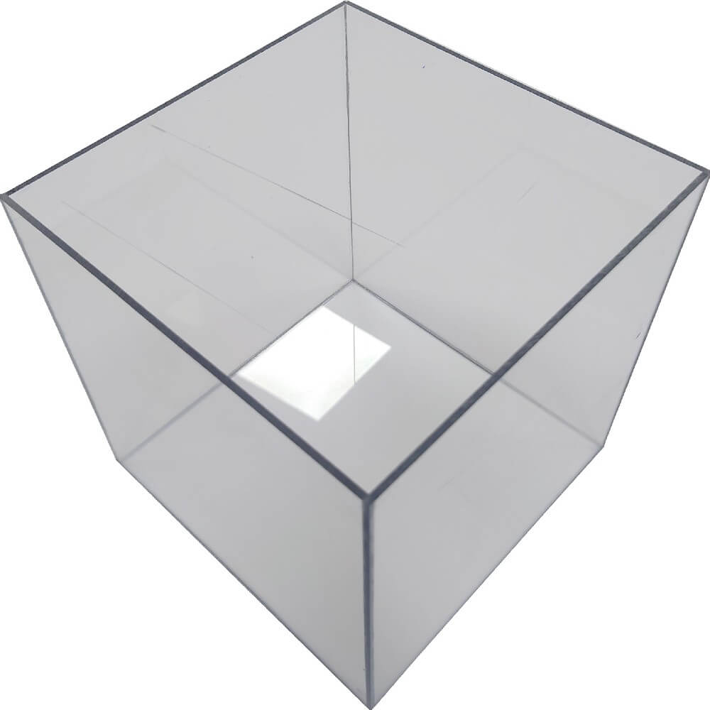 Clear Polycarbonate Cube Display Stand Square 5 Sided Box Tray Case Shop Holder