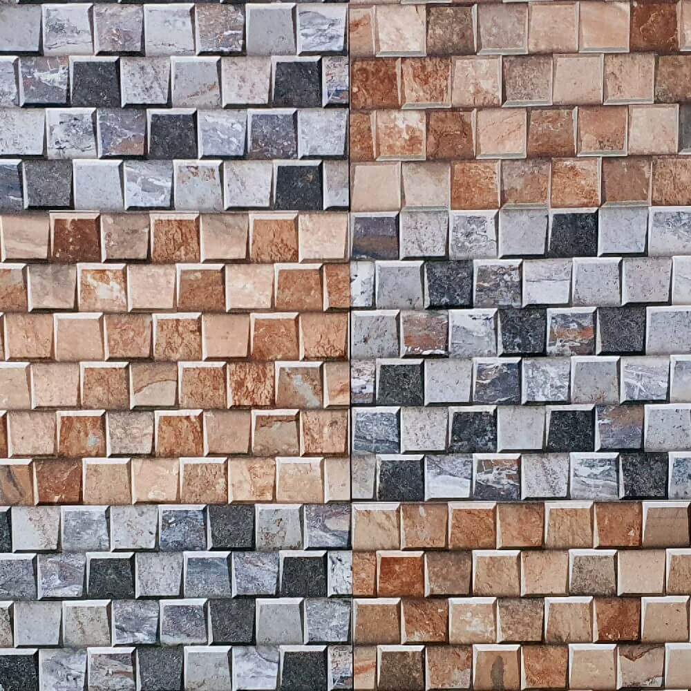 Cocoostia Coffee Brown Mosaic Cubes Split Face Slate Effect 300x600mm Rectified Matt Porcelain Decorative Wall Tile