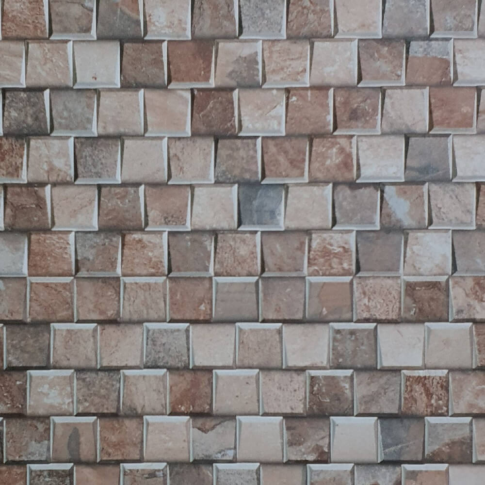 Cocoostia Coffee Brown Mosaic Cubes Split Face Slate Effect 300x600mm Rectified Matt Porcelain Decorative Wall Tile