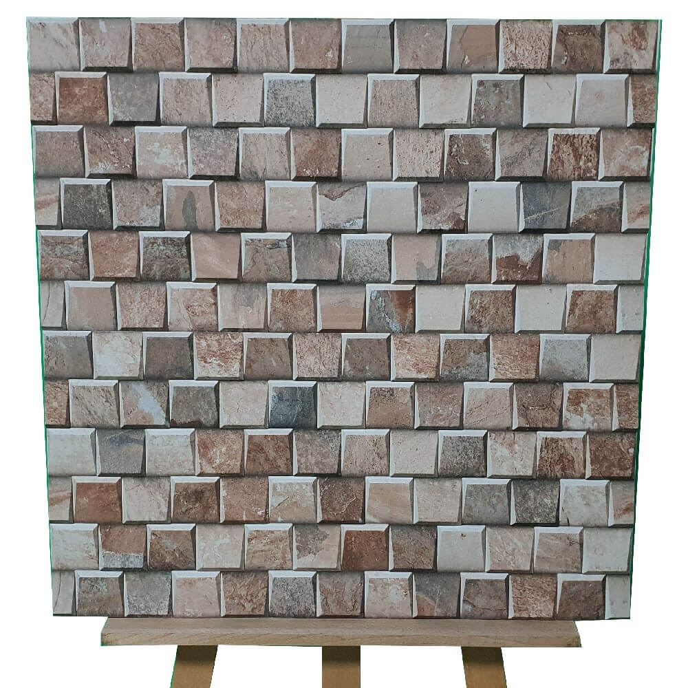 Cocoostia Coffee Brown Mosaic Cubes Split Face Slate Effect 300x600mm Rectified Matt Porcelain Decorative Wall Tile