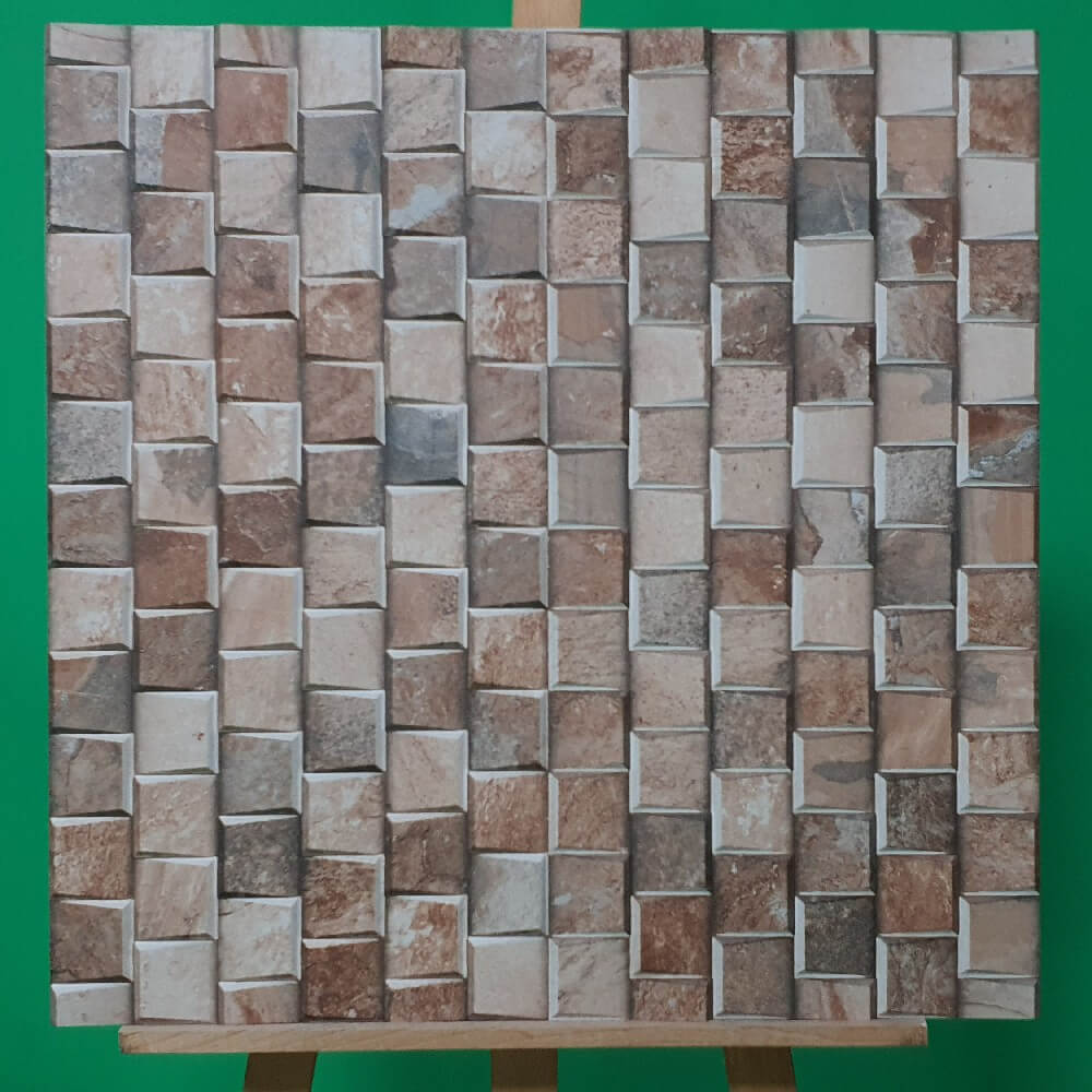 Cocoostia Coffee Brown Mosaic Cubes Split Face Slate Effect 300x600mm Rectified Matt Porcelain Decorative Wall Tile