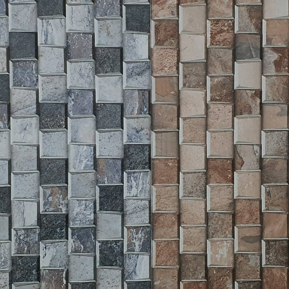 Cocoostia Coffee Brown Mosaic Cubes Split Face Slate Effect 300x600mm Rectified Matt Porcelain Decorative Wall Tile