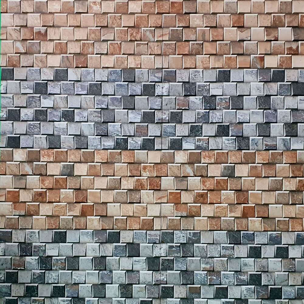 Cocoostia Coffee Brown Mosaic Cubes Split Face Slate Effect 300x600mm Rectified Matt Porcelain Decorative Wall Tile