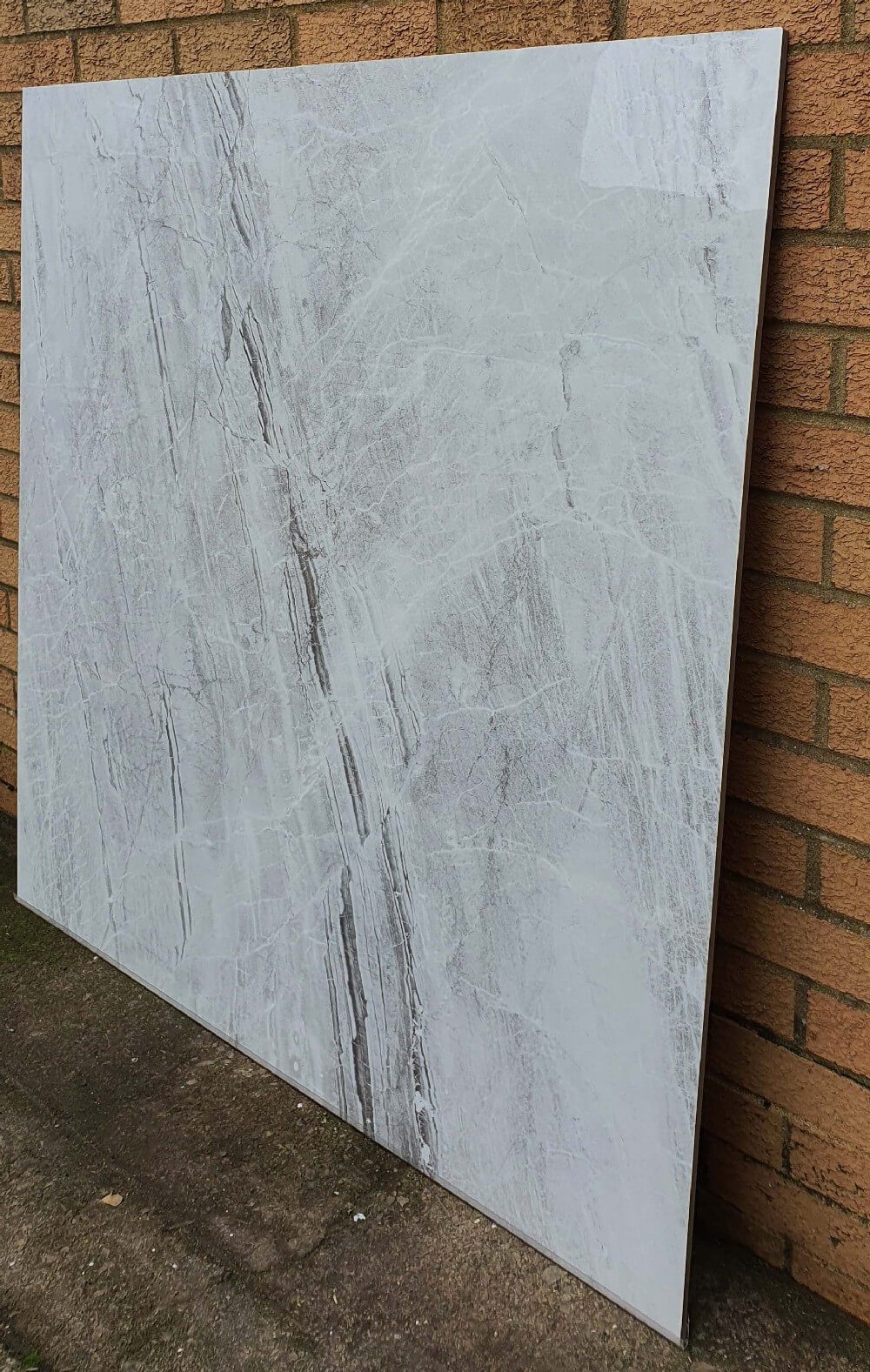 Jupiter Bianco Rectified Large Format Polished Stone Effect Porcelain 1200x1200mm Floor & Wall Tiles