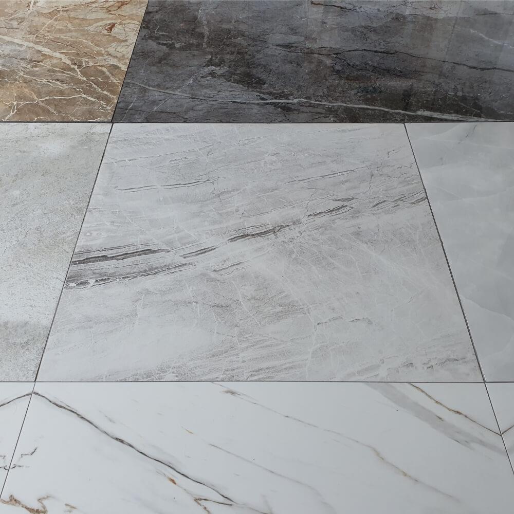 Jupiter Bianco Rectified Large Format Polished Stone Effect Porcelain 1200x1200mm Floor & Wall Tiles