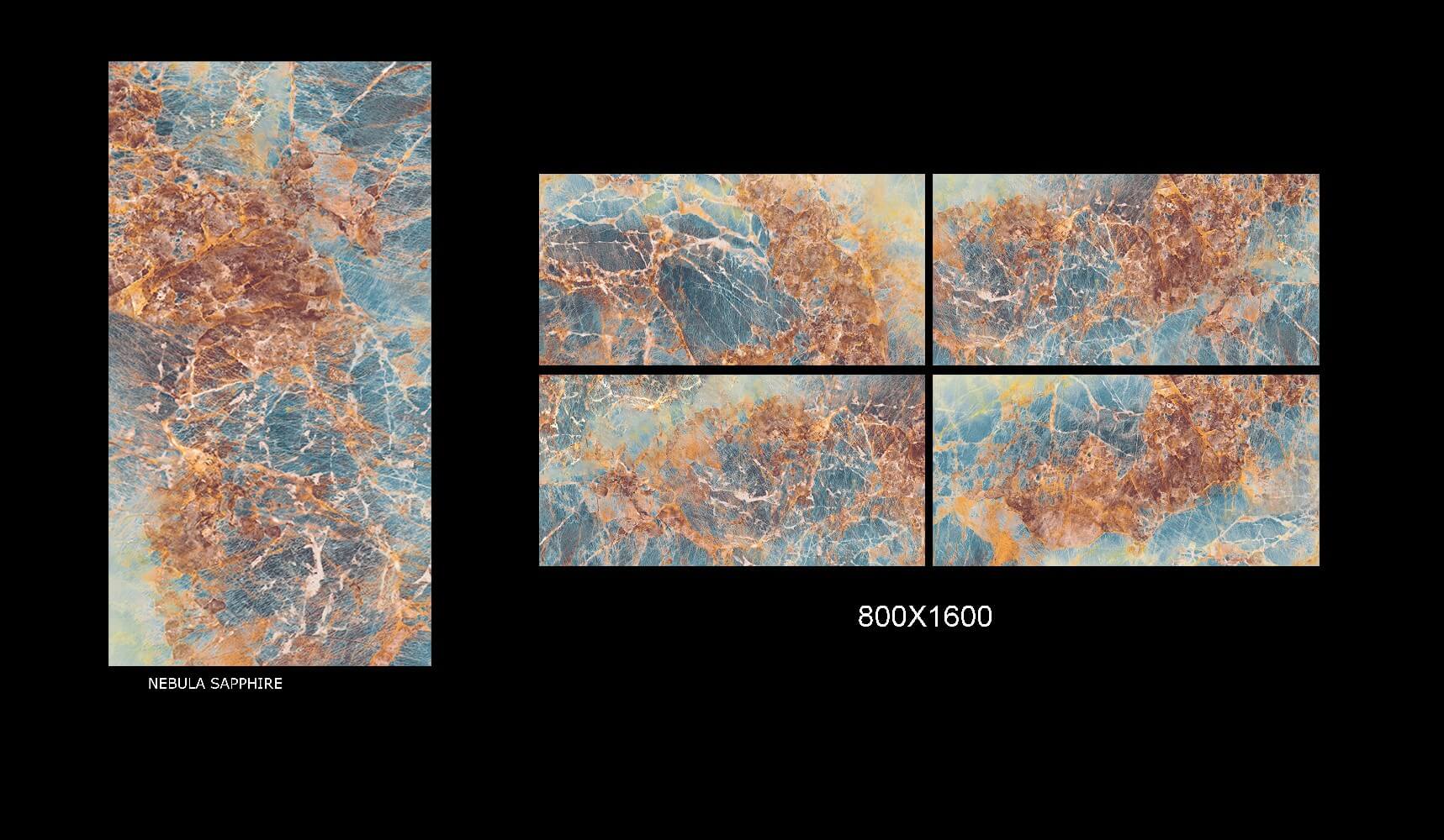 Nebula Sapphire Rectified Large Format Exotic Surface Stone Effect Por ...