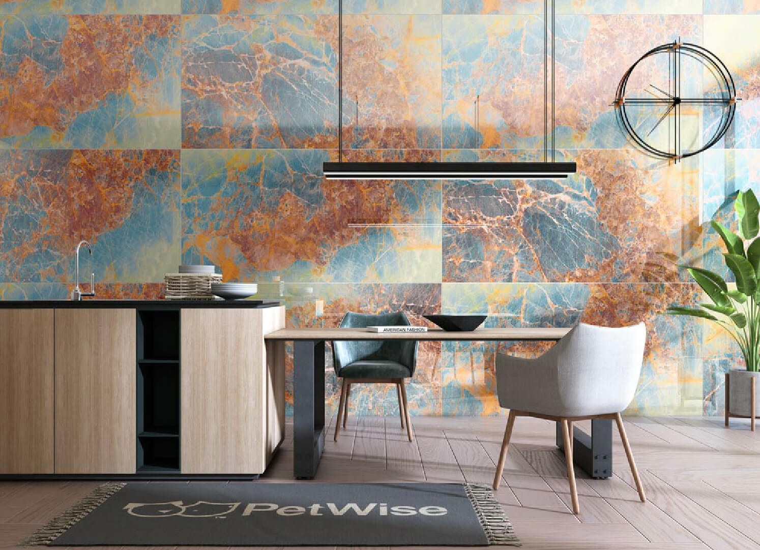 Nebula Sapphire Rectified Large Format Exotic Surface Stone Effect Porcelain 800x1600mm Floor & Wall Tiles