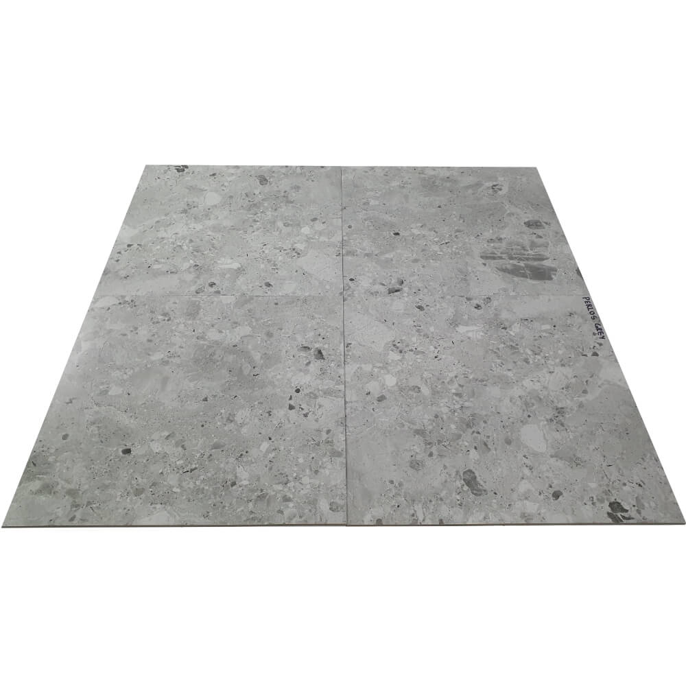 Perlos Grey Rectified Matt Stone Effect Porcelain 800x800mm Wall and Floor Tiles