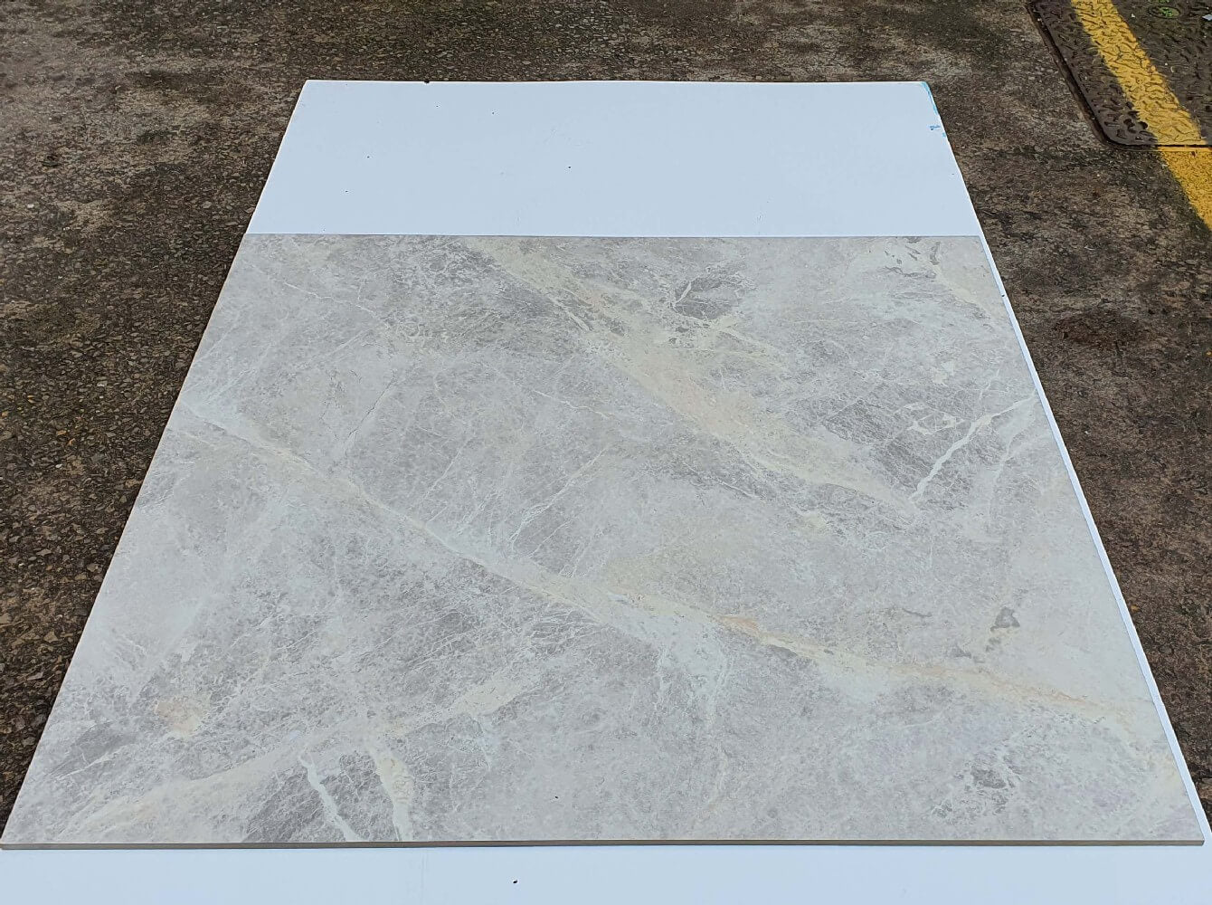 Stark Crema Rectified Large Format Polished Stone Effect Porcelain 1200x1200mm Floor & Wall Tiles
