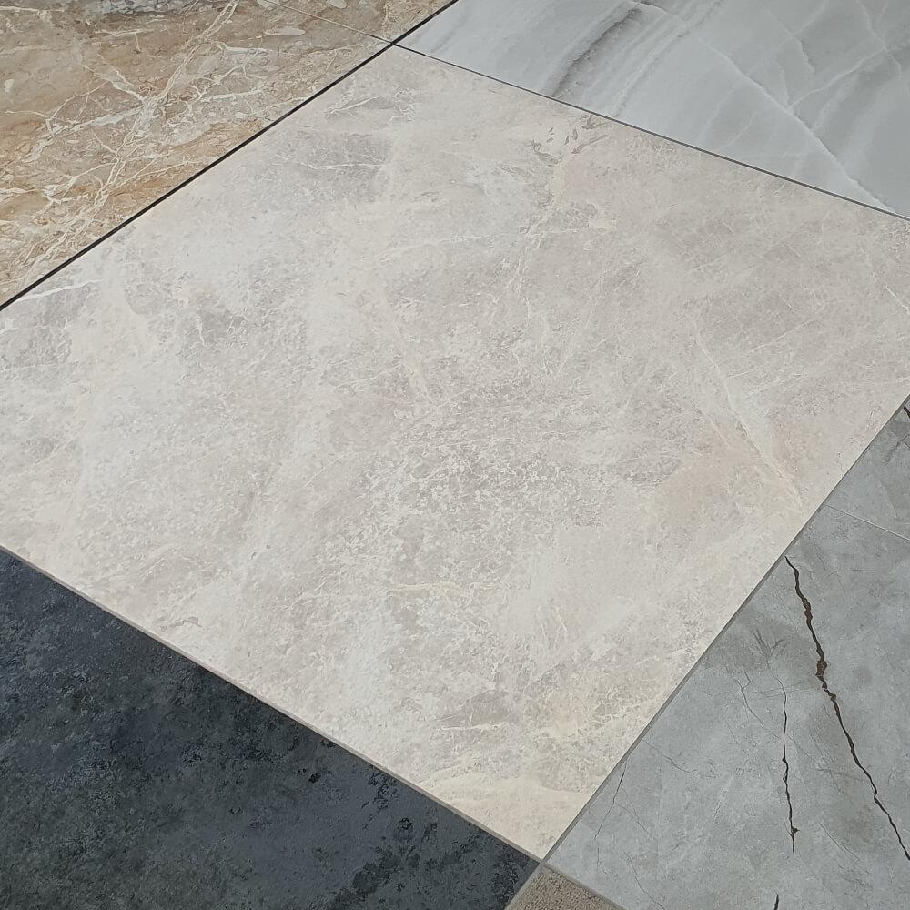 Stark Crema Rectified Large Format Polished Stone Effect Porcelain 1200x1200mm Floor & Wall Tiles