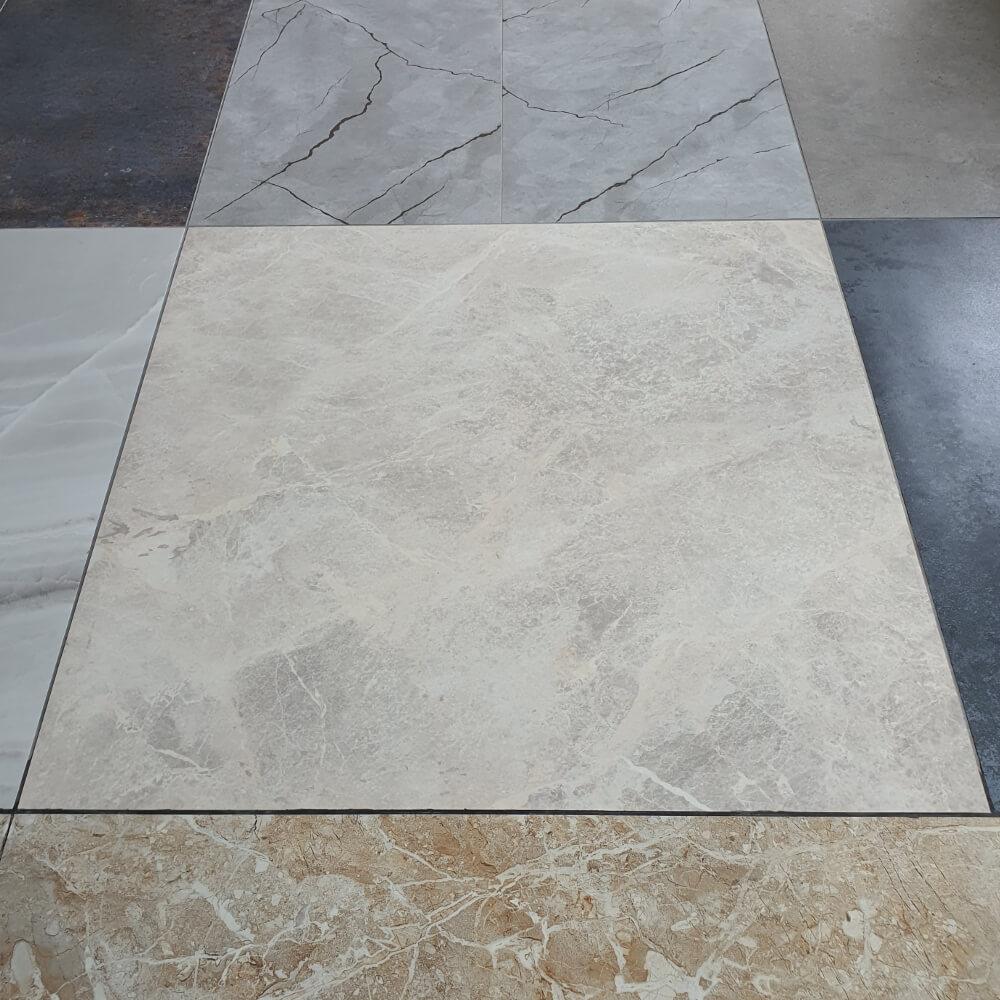 Stark Crema Rectified Large Format Polished Stone Effect Porcelain 1200x1200mm Floor & Wall Tiles