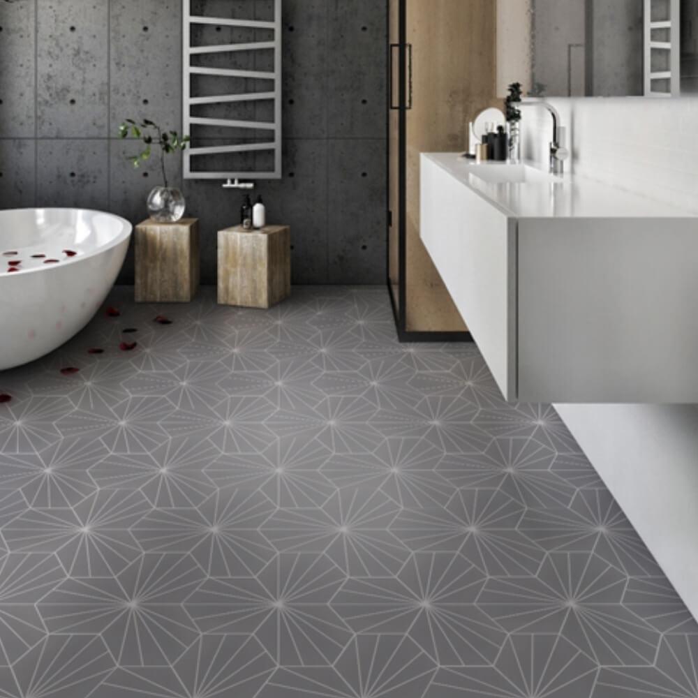 Tesla Starburst Hexagon Matt Ceramic 200x230mm Wall and Floor Tile