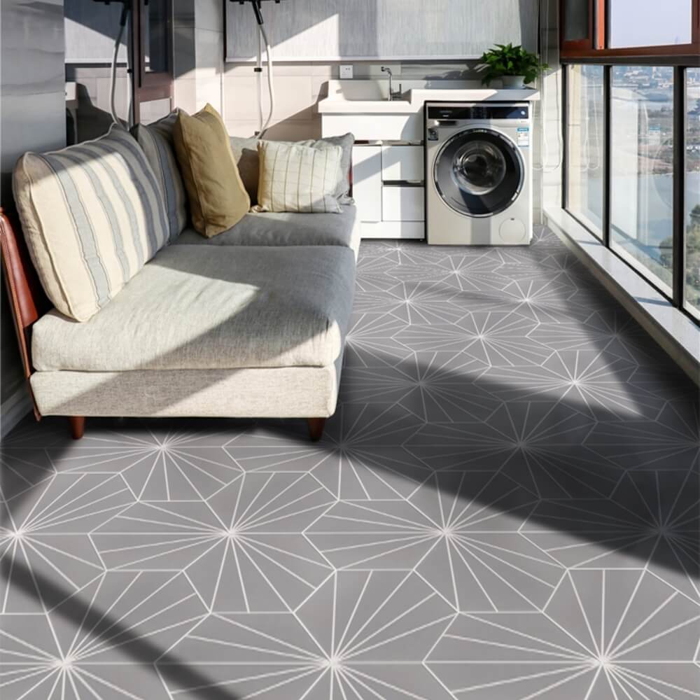 Tesla Starburst Hexagon Matt Ceramic 200x230mm Wall and Floor Tile