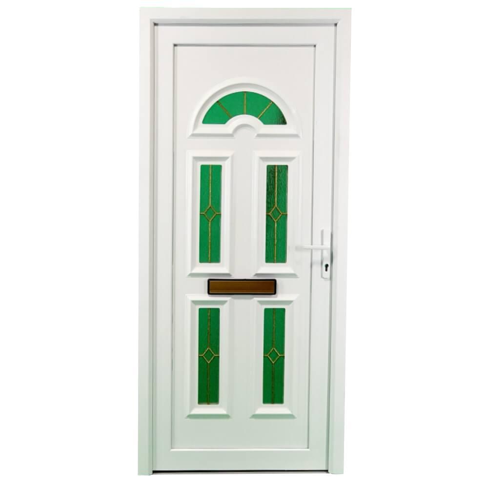 uPVC White Pre-Hung Full Front Door Set 24mm Right Hand Hung - (BAU 28 White)